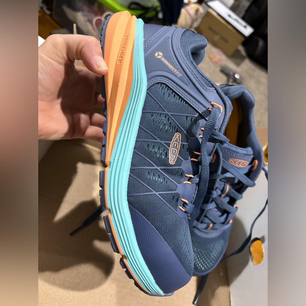 KEEN Women's Navy Athletic Sneakers with Teal and Coral Accents - Picture 2 of 7